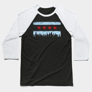 Chicago Flag Skyline Baseball T-Shirt